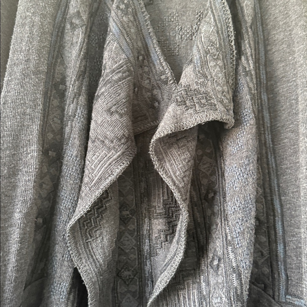 Johnny Was Biya Norns Haag Duster Gray Embroidered Aztec Native Cardigan M - Picture 9 of 16